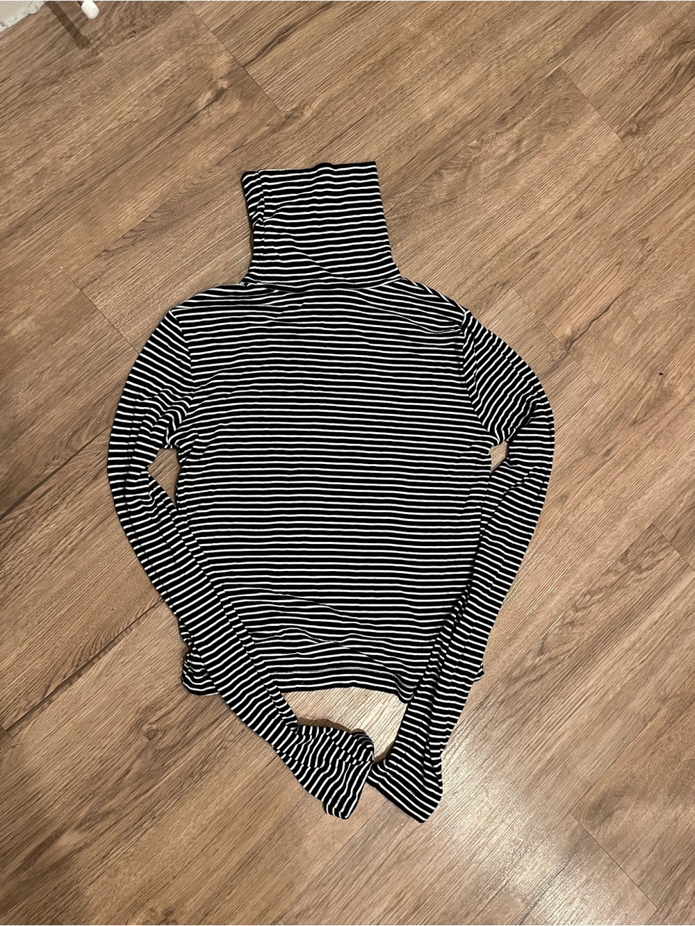 Zara Black & White Striped Turtleneck Long Sleeve Top